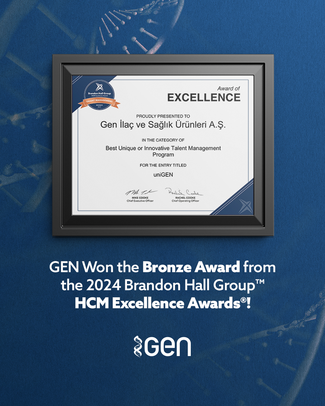 GEN Won the Bronze Award from the 2024 Brandon Hall Group HCM Excellence Awards®!